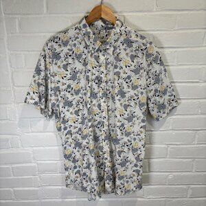 Abercrombie & Fitch Floral Button Down Short Sleeve Shirt Super Slim Men's XL
